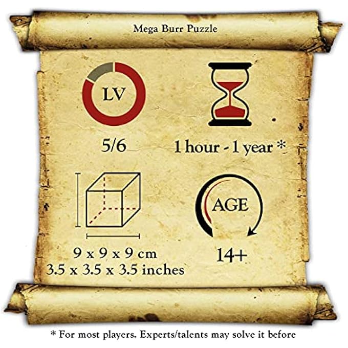 LOGICA PUZZLES ART. MEGA BURR PUZZLE - 3D BRAIN TEASER IN FINE WOOD - DIFFCULTY 5/6 INCREDIBLE - ONLY FOR EXPERTS - Image 4